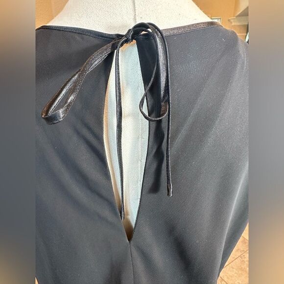 R&M Richards Black Evening Top Size 14 Sequined Sleeveless Chiffon Satin Top - Picture 7 of 16